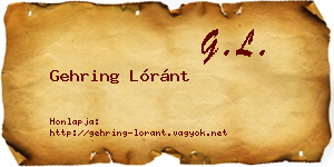 Gehring Lóránt névjegykártya